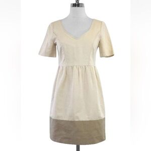 Hanii Y Tan & Taupe Cotton Short Sleeve Dress SIZE 44 / 12 EUC TB 4